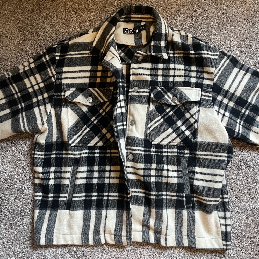 Zara Monochrome Checkered Jacket